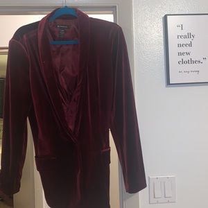INC Deep burgundy velvet blazer